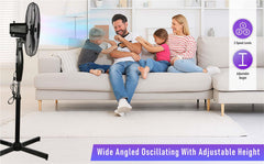 A2Z Pedestal Fan 16 Inch 3-Speed Setting Tilt Angled Oscillating Living Room Fan