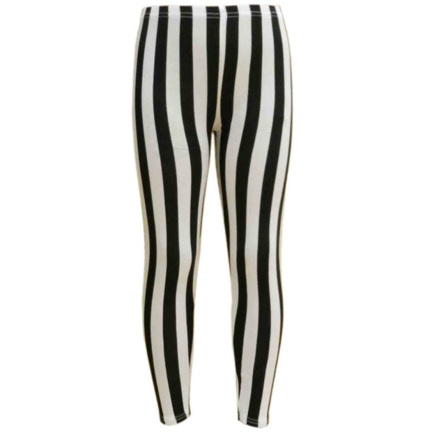 Girls Legging Kids Black & White Vertical Stripes Striped Fashion Leggings Age 7 8 9 10 11 12 13 Years