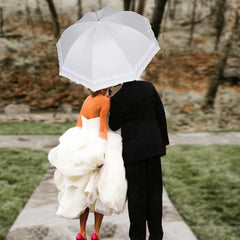 A2Z Ladies Bridal Umbrella Wedding Brolly Double Ruffle Lace Walking Dome Canopy
