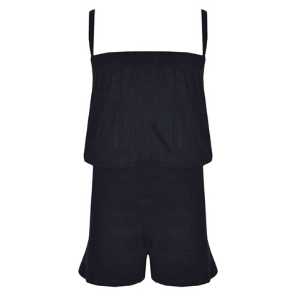 Girls Jumpsuit Kids Plain Color Trendy Playsuit All In One Jumpsuits 5-13 Years