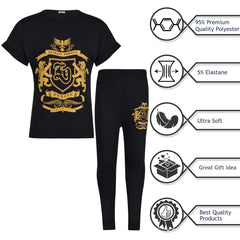 Girls Top Kids Short sleeves Varsity Lion Print T Shirt & Legging Outfit Set
