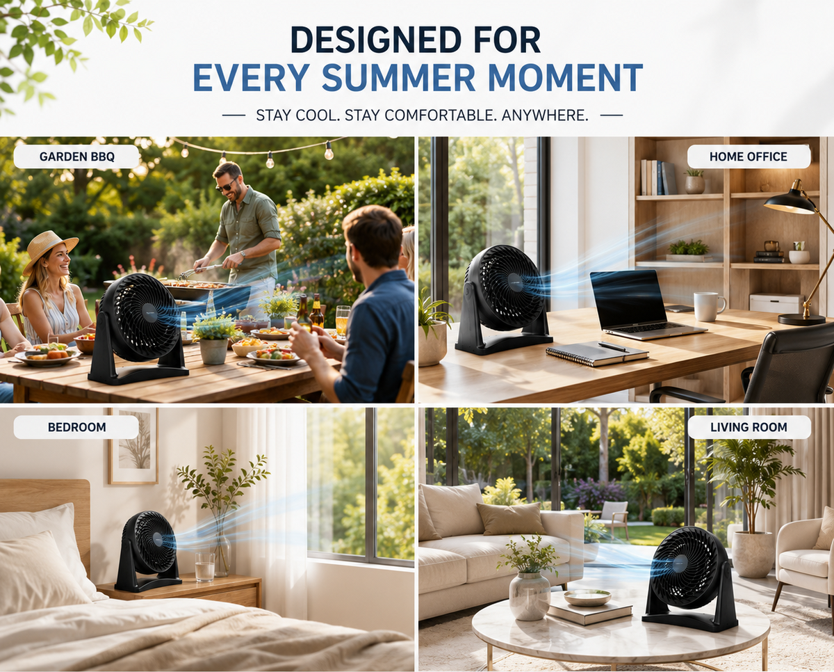 10 Inch Floor Fan Desk Fan 90W High Performance Air Circulator Fan with 5 Blade