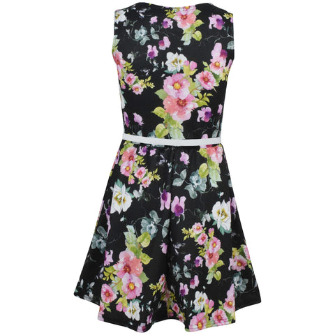 Kids Girls Skater Dress Sleeveless Floral Style Dress Wear Age 5-13 Years