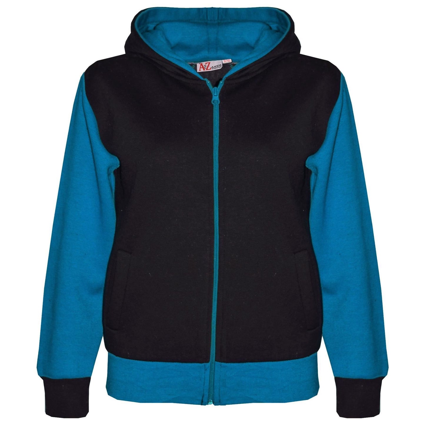 A2Z 4 Kids Girls Boys Blue Plain Tracksuit Contrast Fleece Hoodie With Joggers Jogging Suit Sports Sweatpants Activewear Outfit Set Unisex Childrens Age 2 3 4 5 6 7 8 9 10 11 12 13 Years