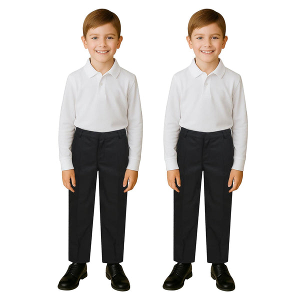 Kids Boys Teens 2 Pack School Uniform Pant Teflon Coated Reinforced Knee Pants