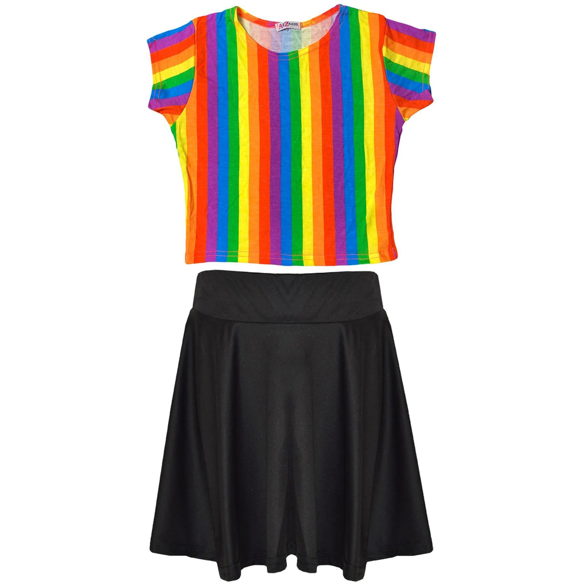 Girls Rainbow Clothing Crop Tops Skirts Dresses Jumpsuits Leggings Party Wear