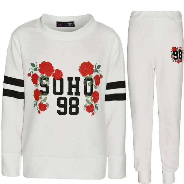 Kids Jogging Suit Girls SOHO 98 Lounge Suit Tracksuit Hoodie Bottom 7-13 Years