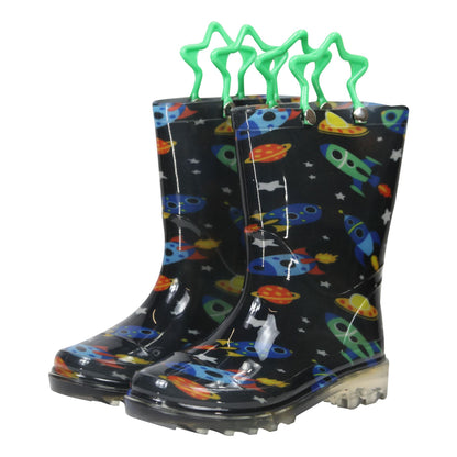 A2Z 4 Kids Boys Girls Wellington Boots Space Rocket Wellies PVC Waterproof Shoes