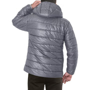 A2Z Mens Ladies Hooded Silver Zipped Puffer Jacket Steel Grey Padded Long Sleeves Jacket Fashion Coat Gift For Adults S-XXL