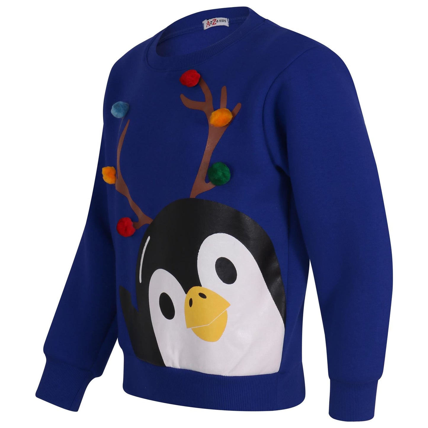 Kids Girls Boys Christmas Penguin Face Sweatshirt Long Sleeve Trendy Jumper 2-13