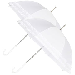A2Z Ladies Bridal Umbrella Wedding Brolly Double Ruffle Lace Walking Dome Canopy