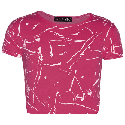 Girls Top Kids Splash Print Stylish Crop Top & Fashion Legging Set Age 7-13 Year