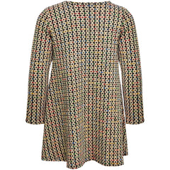 Kids Girls Swing Dress Long Sleeve Tweed Texture Flared Party Summer Dresses
