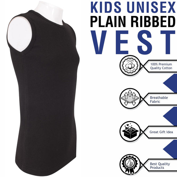 A2Z 4 Kids Kids Girls Ribbed Vest Top Designer's 100% Cotton Black Fashion Tank Tops T Shirts New Age 2 3 4 5 6 7 8 9 10 11 12 13 Years - A2Z 4 Kids