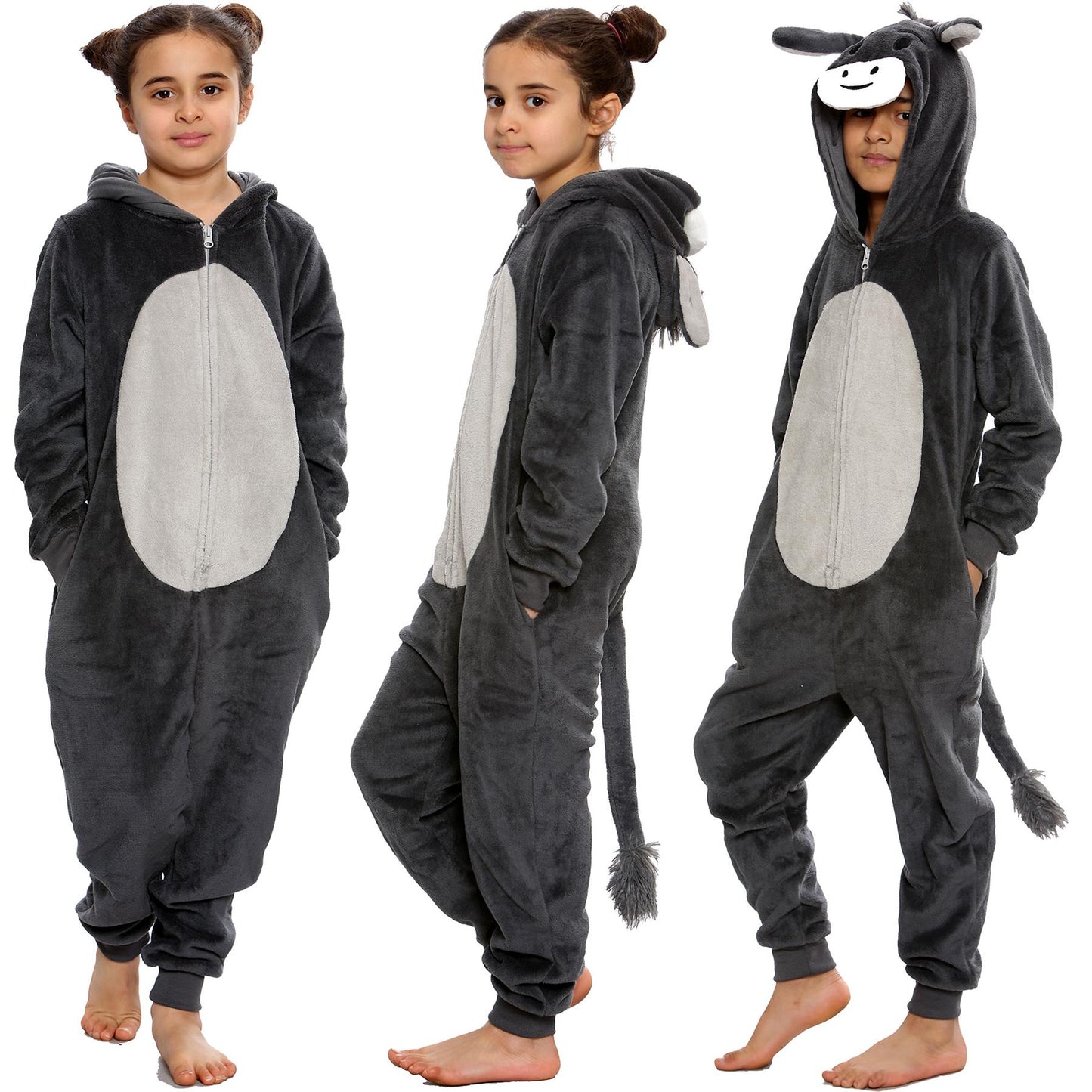 Kids Fleece A2Z Onesie One Piece Jumpsuit Donkey Costume Xmas Gift Boys Girls