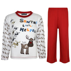 Girls Boys SANTAS LITTLE HELPER Christmas Pyjamas Reindeer Rudolph PJ's Age 1-7 Years