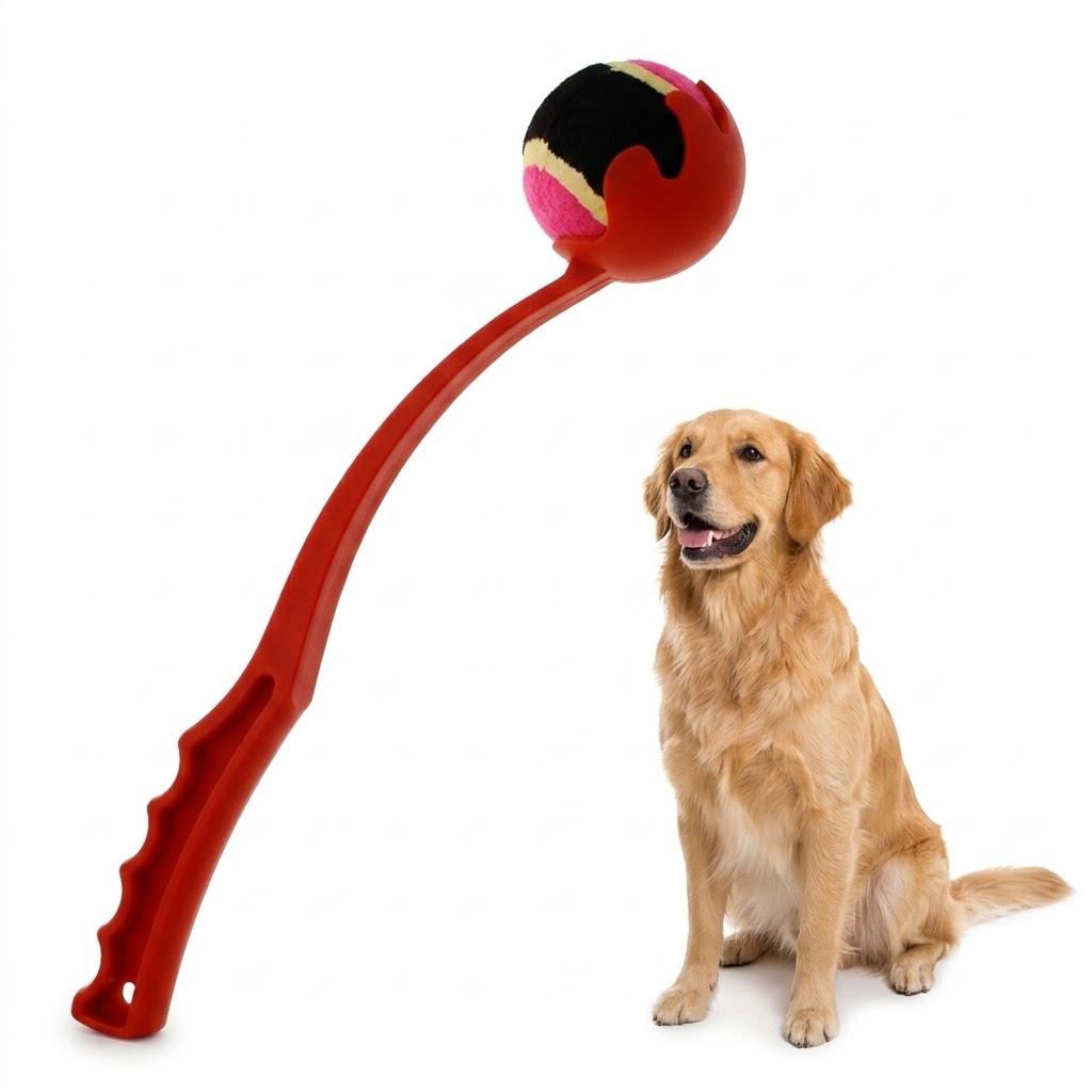 A2Z Medium Dog Ball Thrower With Tennis Ball Lightweight Fetch Launcher