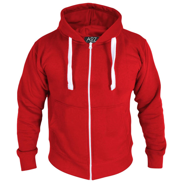 Mens Fleece Plain Zipper Hooded Long Sleeve Sweatshirt For Adults S-4XL