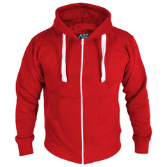 Mens Fleece Plain Zipper Hooded Long Sleeve Sweatshirt For Adults S-4XL