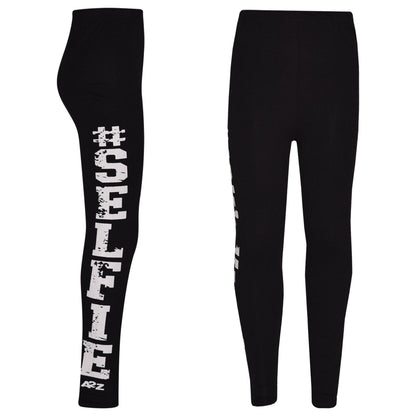 Girls Top Kids Designer's #Selfie Fashion T Shirt Top & Legging Set 7-13 Years