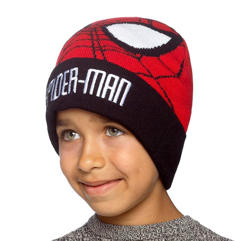 Marvel Spider Man Kids Red Jacquard Knit Winter Beanie Hat Officially Licensed