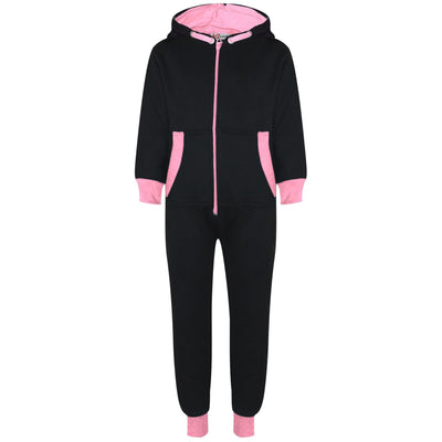 A2Z 4 Kids Girls Baby Pink Contrast Fleece Onesie All In One Jumsuit Playsuit Nightwear New Age 2 3 4 5 6 7 8 9 10 11 12._13 Years