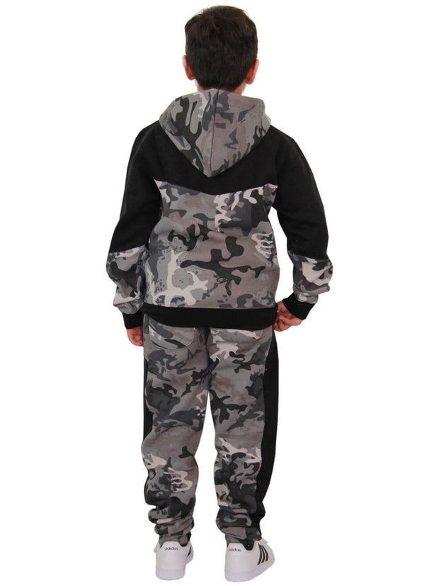 A2Z 4 Kids Boys Girls Cotton Tracksuit Camouflage Charcoal Fleece Hoodie Top Joggers Bottom Suit Set Age 2-13 years