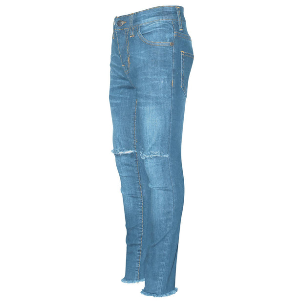 Kids Girls Stretchy Ripped Jeans Denim Skinny Fashion Frayed Pant Jegging 3-13 Y