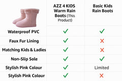 Kids Girls Ladies Warm Rain Boots with Faux Fur Lining Waterproof PVC Mummy Boot