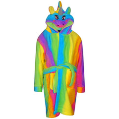 A2Z 4 Kids Super Soft 3D Animal Unicorn Rainbow Hooded Bathrobe Dressing Gown