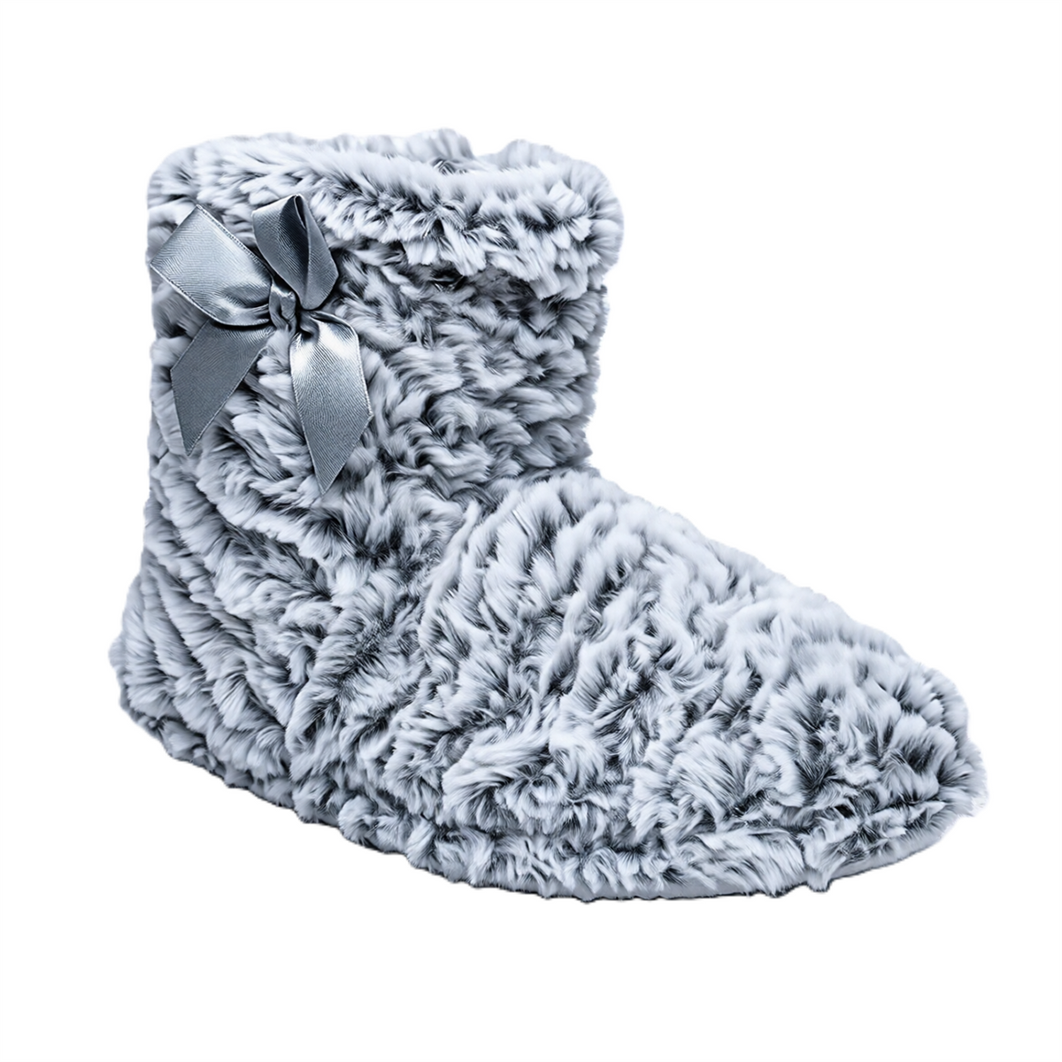 Ladies Slipper Novelty 2 Tone Bootie Plush Warm Winter Knitted Ankle Boots
