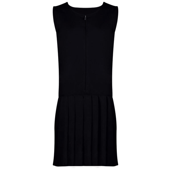 Kids Girls School Uniform Pinafore Dress Zip Up Sleeveless Pleated School Dress