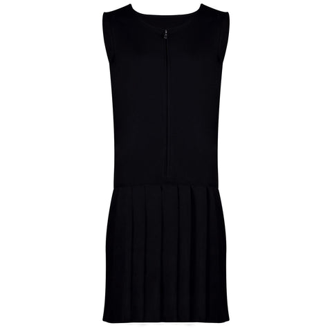 Kids Girls School Uniform Pinafore Dress Zip Up Sleeveless Pleated School Dress