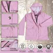 PU Raincoat Jacket Windbreaker Waterproof Parka Hooded For Girls Boys Age 5-13 Years