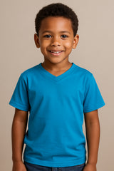 A2Z 4 Kids Basic T-Shirt Back to School Short Sleeve V Style Crew Neck Casual Fit Fashion 100% Cotton For Children Girls Boys Age 2-13 Years