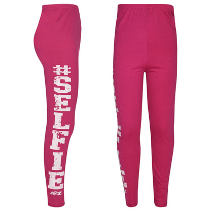 Girls Top Kids Designer's #Selfie Fashion T Shirt Top & Legging Set 7-13 Years