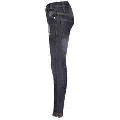 Girls Skinny Jeans Kids Stretchy Denim Ripped Rough Pants Trousers Jeggings 5-13