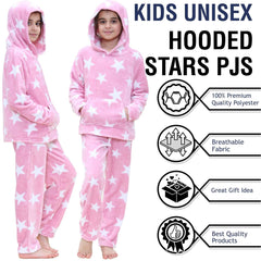 Kids Girls Stars Print Pyjama Extra Soft Loungewear Flannel Fleece PJS Set