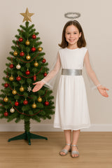 NEW Angel Nativity Dress, Belt and Halo Girls Christmas Fancy Dress Costume