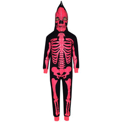 Kids Girls Boys Skeleton A2Z Onesie One Piece With Face Mask Halloween Costume