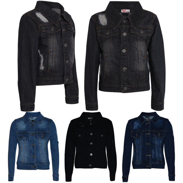 Kids Girls Denim Jackets Ripped Fashion Faded Jeans Jacket New Age 3-13 Years