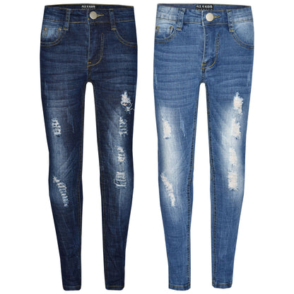 A2Z 4 Kids Skinny Jeans  Ripped Stretchy Pants Fashion Pant New Age 3 -13 Years