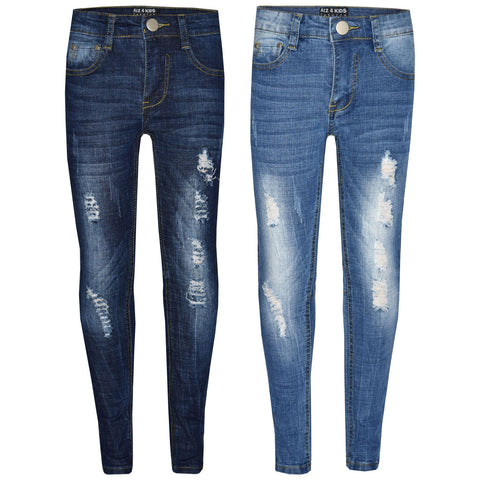 A2Z 4 Kids Skinny Jeans  Ripped Stretchy Pants Fashion Pant New Age 3 -13 Years