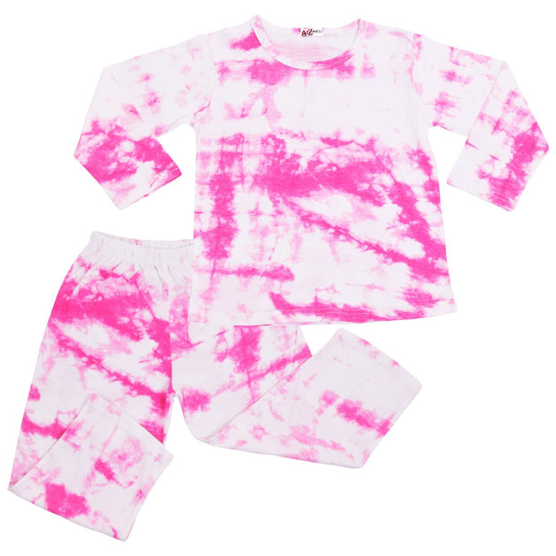 A2Z 4 Kids Girls Colour Tie Dye Pyjamas Cosplay Loungewear PJs Childrens Gifts 2 Piece Set Lounge Suit for Children Unisex Top Bottom Pyjamas Loungewear Dress Up Attire Gifts for Girls Age 5-13 years