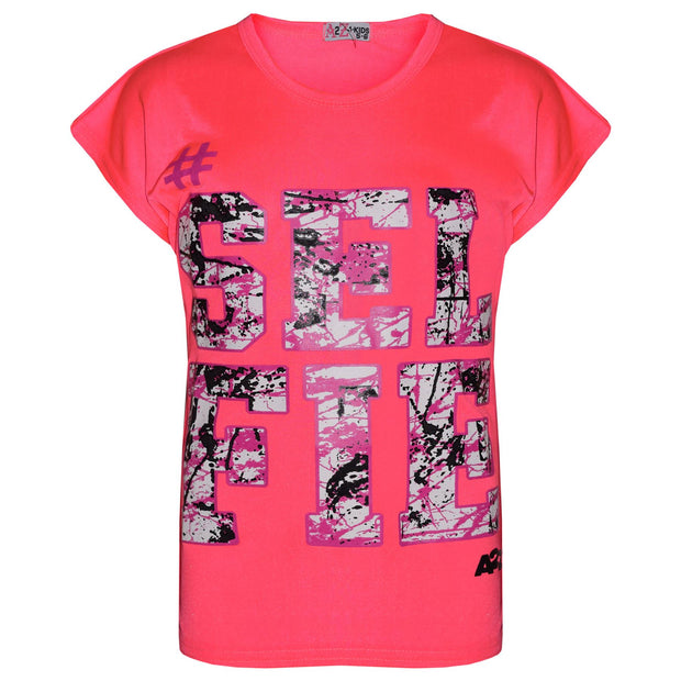 A2Z 4 Kids Girls Love Print Top Short Sleeve T-Shirt & Splash Print Fashion Leggings Set Age 5-13 years