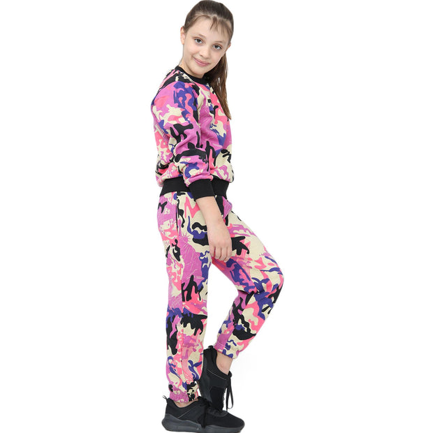 Kids Plain Tracksuit Sweatshirt Set Jumper and Bottoms PE School Girls Boys 2-13