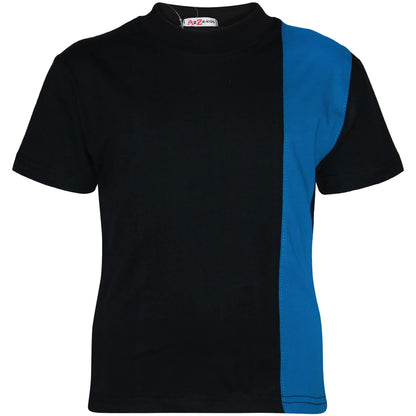 A2Z 4 Kids Kids Boys T Shirt Shorts 100% Cotton Contrast Panelled Trendy Fashion Summer Black Top Short Set New Age 5 6 7 8 9 10 11 12 13 Years