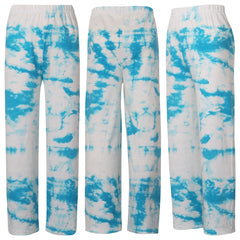 Kids Girls Palazzo Blue Flared Wide Leg Tie Dye Print Baggy Loose Summer Trouser