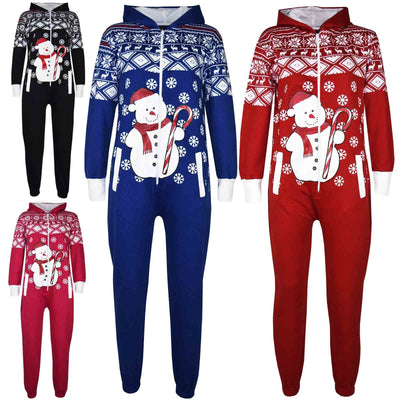 A2Z 4 Kids Girls Boys Novelty Christmas Snowman Print Fleece Onesie All In One Jumpsuit Attire Age 5-13 Years