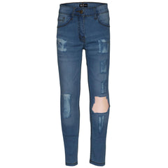 Kids Girls Stretchy Jeans Denim Ripped Faded Skinny Fashion Frayed Pant Jeggings